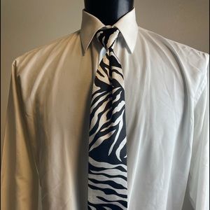 Zebra print clasp silk blend tie